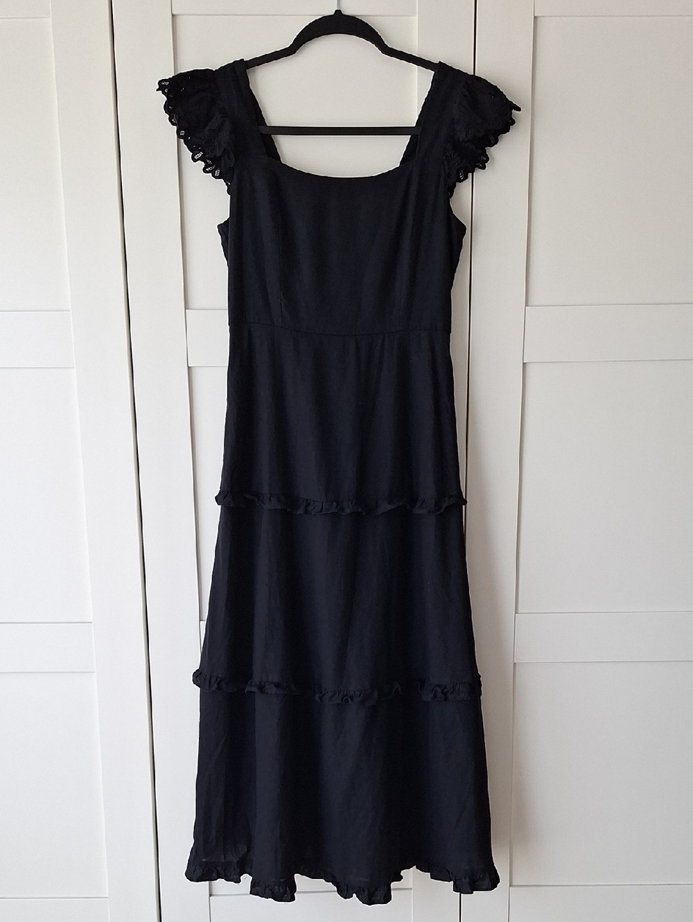 Anne Klein Black Ruffle Tiered Maxi Dress